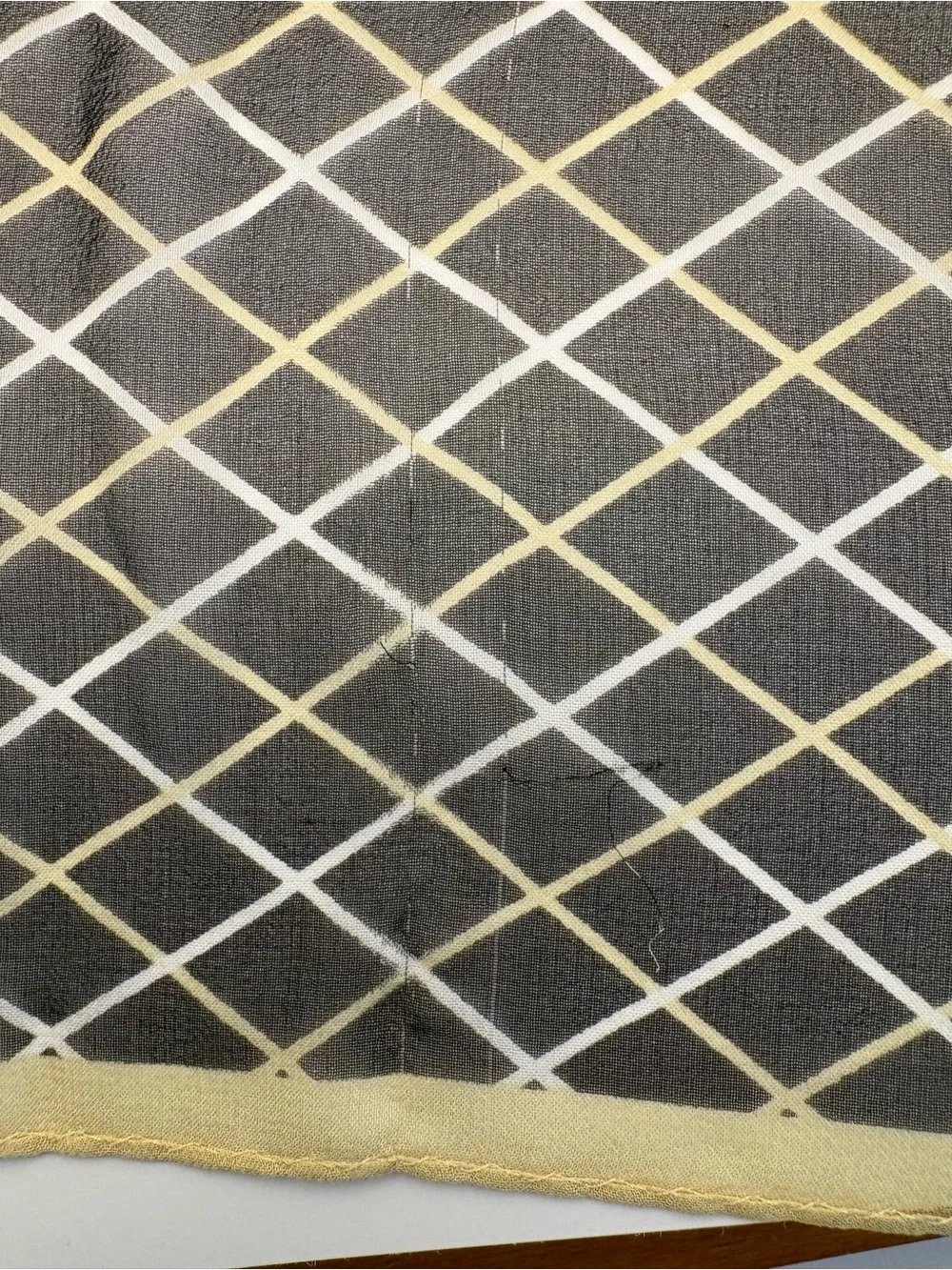 Talbots 100% Silk Scarf Black White Yellow Grid Plaid  Vintage 21